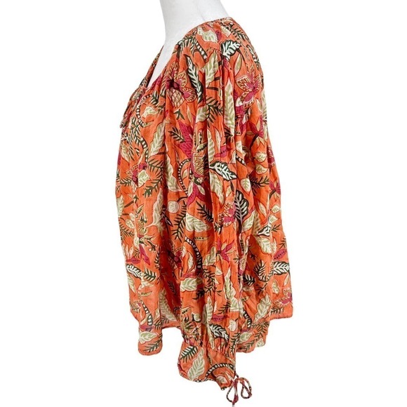 Antik Batik Women's Kalao Floral Long Sleeve Flowy Boho Peasant Blouse Size 40 M - Picture 3 of 16